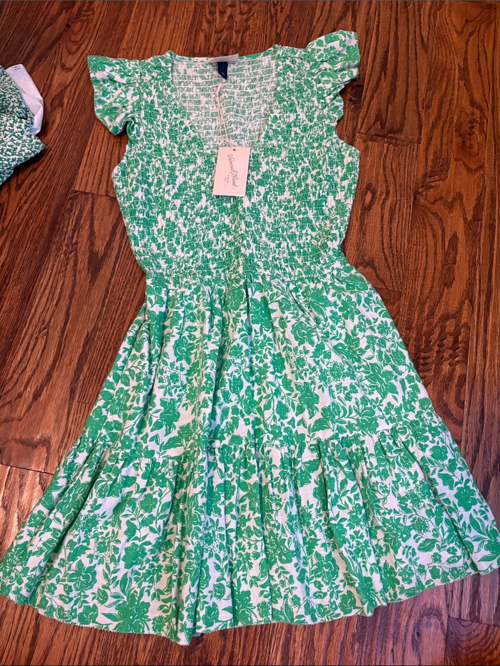 Green floral mini dress